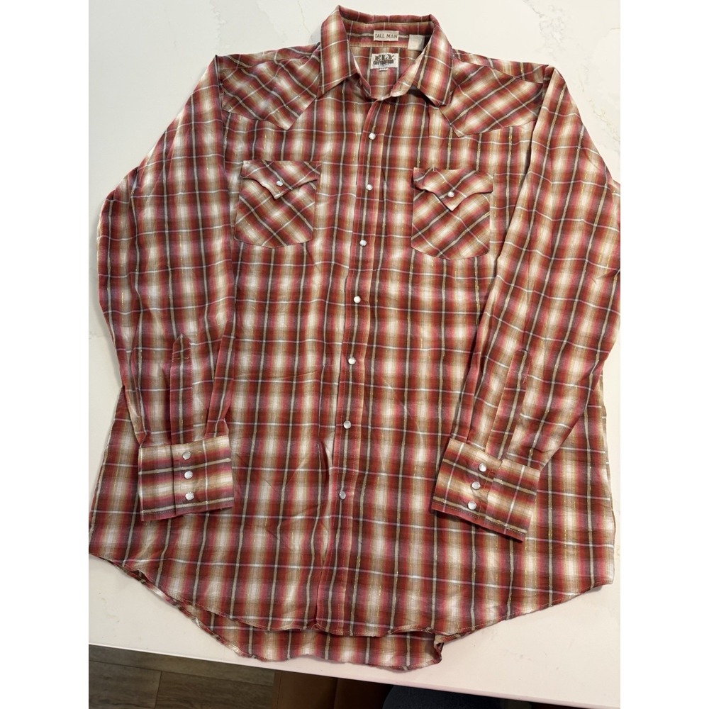 Ely Cattleman Men's Western Shirt Multicolor Button Up XLT Pearl Snap Plaid